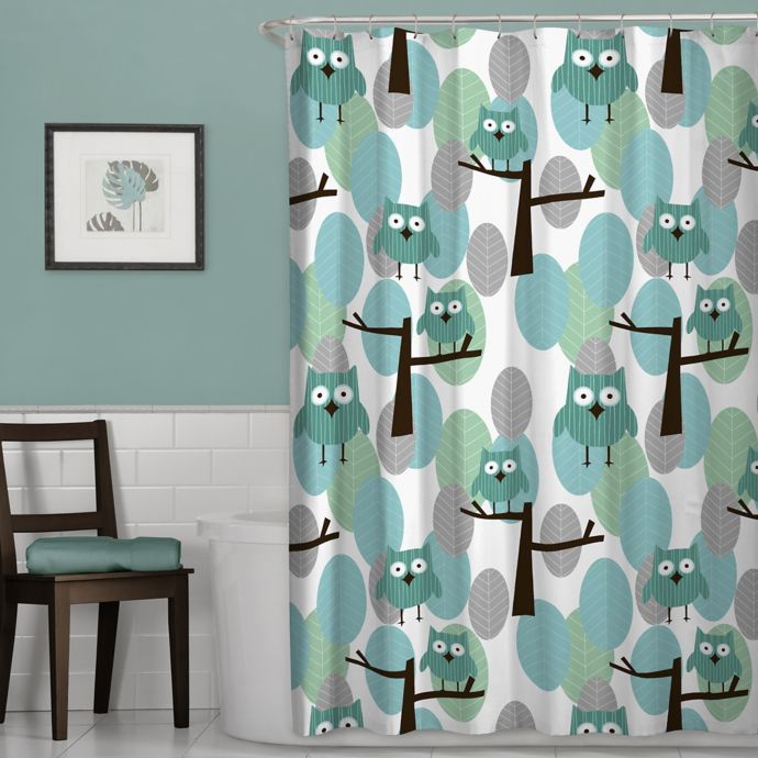 Owl Shower Curtain In Blue Bed Bath Beyond