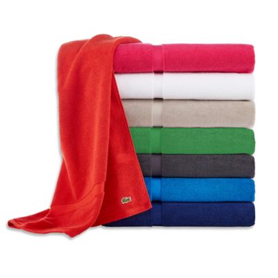 red and grey bath towels
