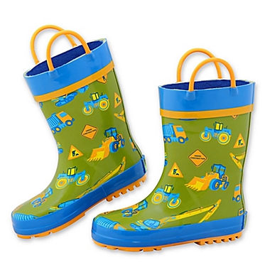 Stephen Joseph&reg; Construction Rain Boot in Green. View a larger version of this product image.