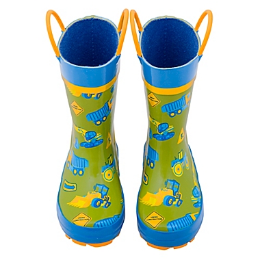 Stephen Joseph&reg; Construction Rain Boot in Green. View a larger version of this product image.