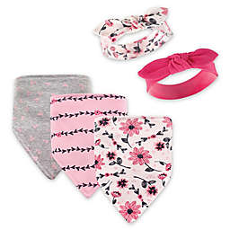 Hudson Baby® 5-Pack Botanical Bib & Headband Set in Pink