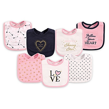 Hudson Baby&reg; 7-Pack Love Drooler Bibs in Navy. View a larger version of this product image.