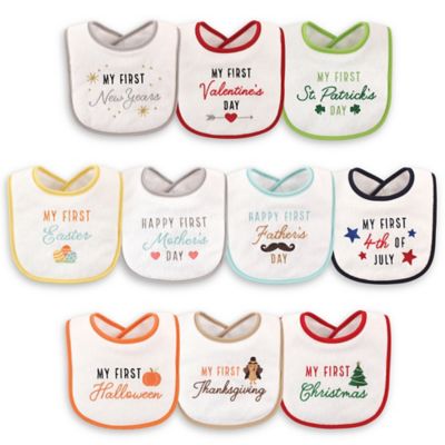 Hudson Baby&reg; 10-Pack Holiday Drooler Bibs in White