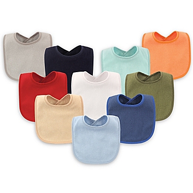 Hudson Baby&reg; 10-Pack Drooler Bibs with Waterproof Lining in Blue. View a larger version of this product image.