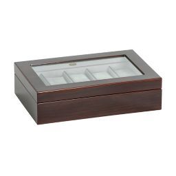Mele & Co. Hudson Glass Top Wooden Watch Box in Mahogany
