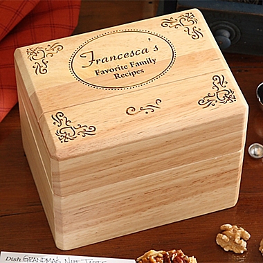 &quot;Favorite Family Recipes&quot; Wood Recipe Box. View a larger version of this product image.