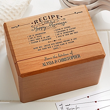Recipe for a Happy Marriage Wooden Recipe Box. View a larger version of this product image.