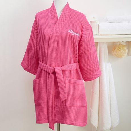 Embroidered Pink Name Kimono Robe | Bed Bath & Beyond.