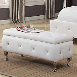 K&B Furniture B5104 Upholstered Bench in White