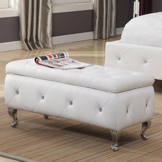 K&B Furniture B5104 Upholstered Bench In White