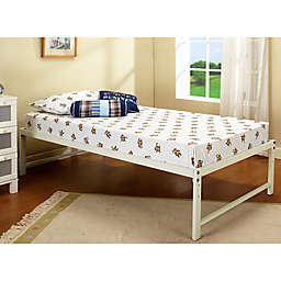 K&B Furniture Hi-Riser Metal Platform Bed in White