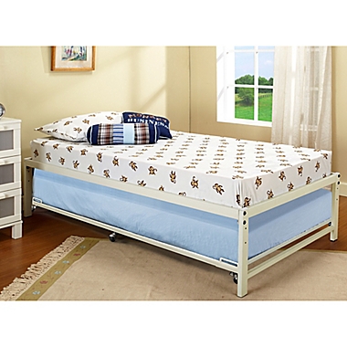 K&B Furniture Hi-Riser Metal Bed with Pop-Up in White. View a larger version of this product image.