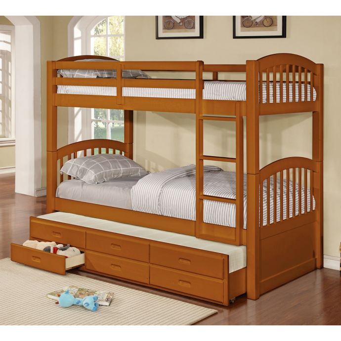 K&B Furniture Twin Over Twin Bunk Bed with Trundle and ...