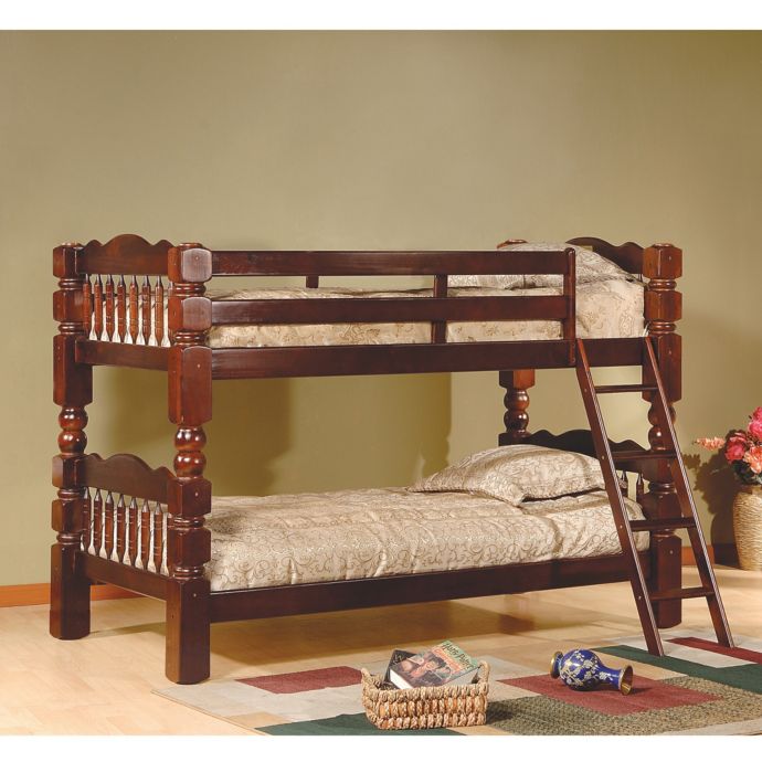 K&B Furniture Carved Spindle Twin Bunk Bed Bed Bath & Beyond