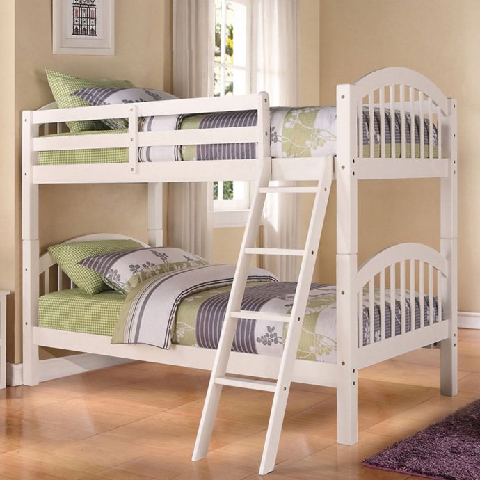 K&B Furniture Arched Twin Over Twin Bunk Bed in White ...