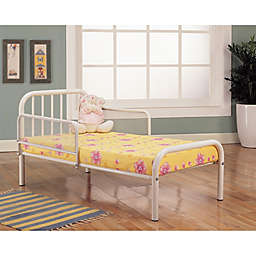 K&B Furniture Toddler Metal Bed in White
