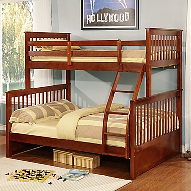 K&B Furniture Twin/Full Combo Bunk Bed in Esprit Walnut. View a larger version of this product image.