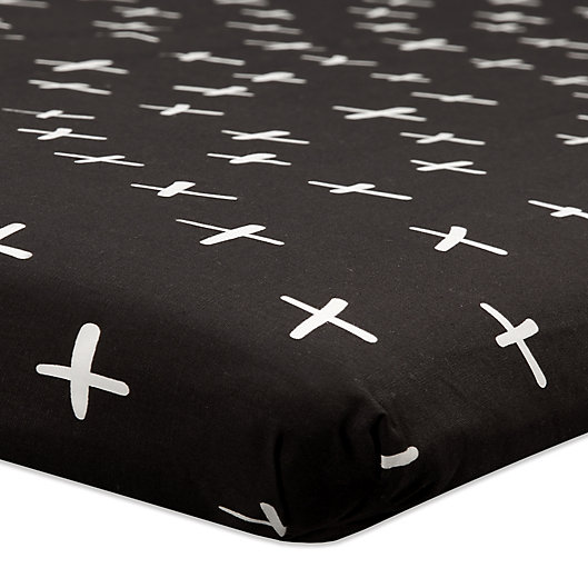 Alternate image 1 for Babyletto Tuxedo Swiss Cross Fitted Mini Crib Sheet
