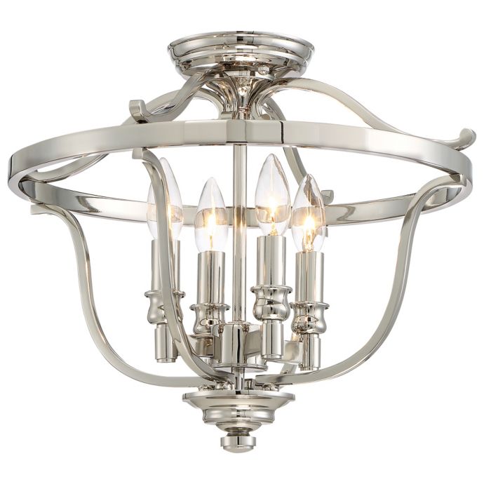 Minka Lavery Audrey S Point 4 Light Semi Flush Mount Ceiling Light In Polished Nickel