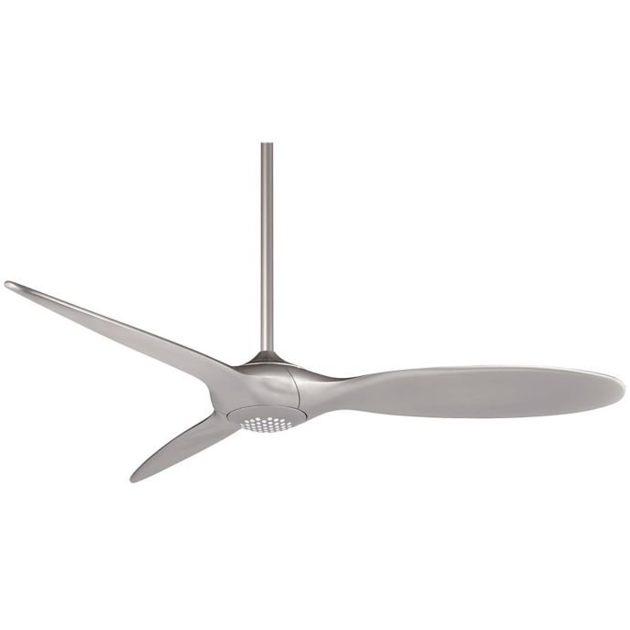 56 Inch Minka Aire Symbio Brushed Nickel White Led Ceiling Fan With Light F828 Bn Wh Destination Lighting