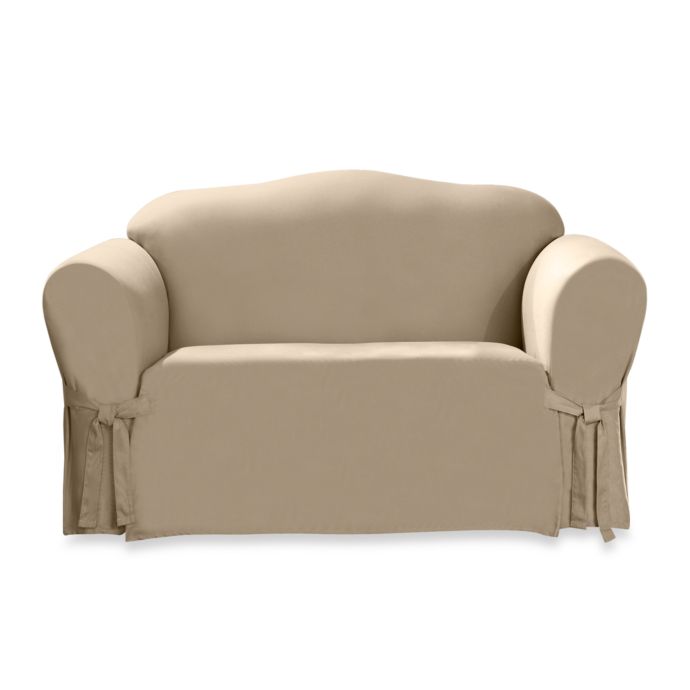 Sure Fit® Duck Supreme Cotton Loveseat Slipcover in Linen ...