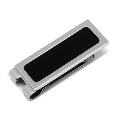 Ox & Bull Trading Co. Stainless Steel Onyx Inlaid Money Clip in Black