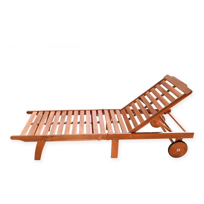 Vifah Single Outdoor Chaise Lounge in Natural Wood | Bed ...