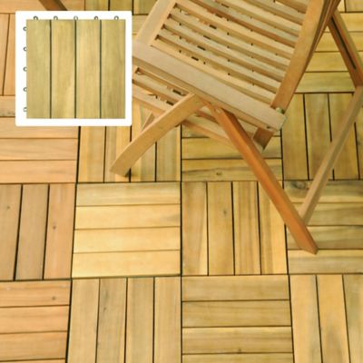 Vifah Acacia 4-Slat Deck Tile in Natural Wood