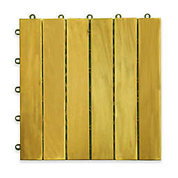 Vifah Acacia 6-Slat Deck Tile in Natural Wood