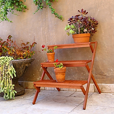 Vifah 3-Tier Planter Stand in Natural Wood. View a larger version of this product image.