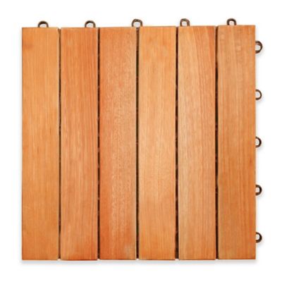 Vifah Eucalyptus 6-Slat Deck Tile in Natural Wood