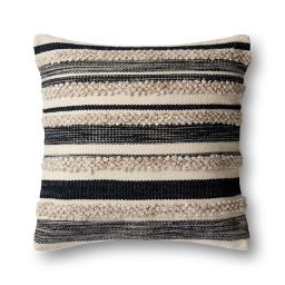 Magnolia Home by Joanna Gaines Zander Square Throw Pillow in Charcoal/Ivory