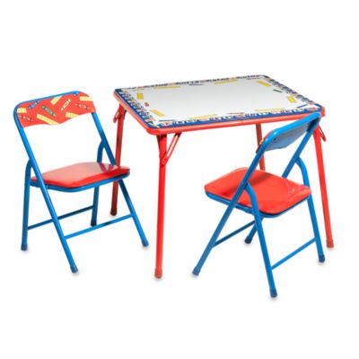 activity table set with two chairs