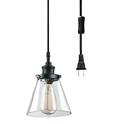 Globe Electric Company Skylar 1 Light Plug-In Pendant in Matte Black