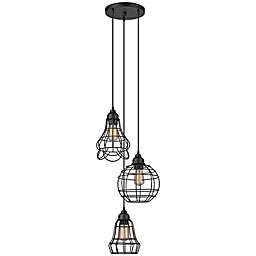 Globe Electric 3-Light Cage Cluster Pendant in Oil Rubbed Bronze