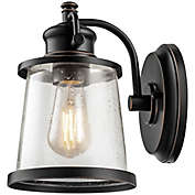 Globe Electric Charlie 1-Light Indoor/Outdoor LED Wall Sconce in Oil Rubbed Bronze with Glass Shade