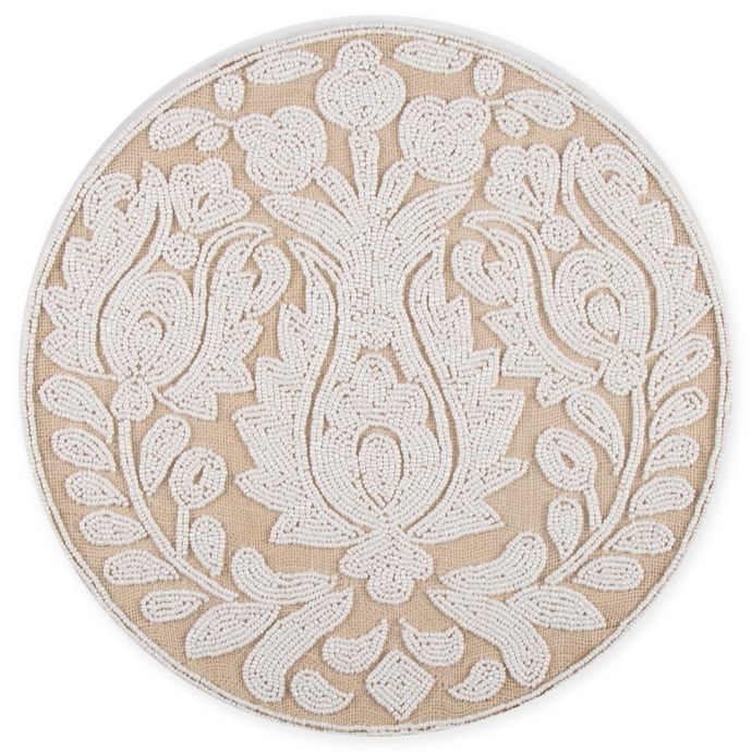 Beaded Jute Round Placemat in White Bed Bath and Beyond Canada