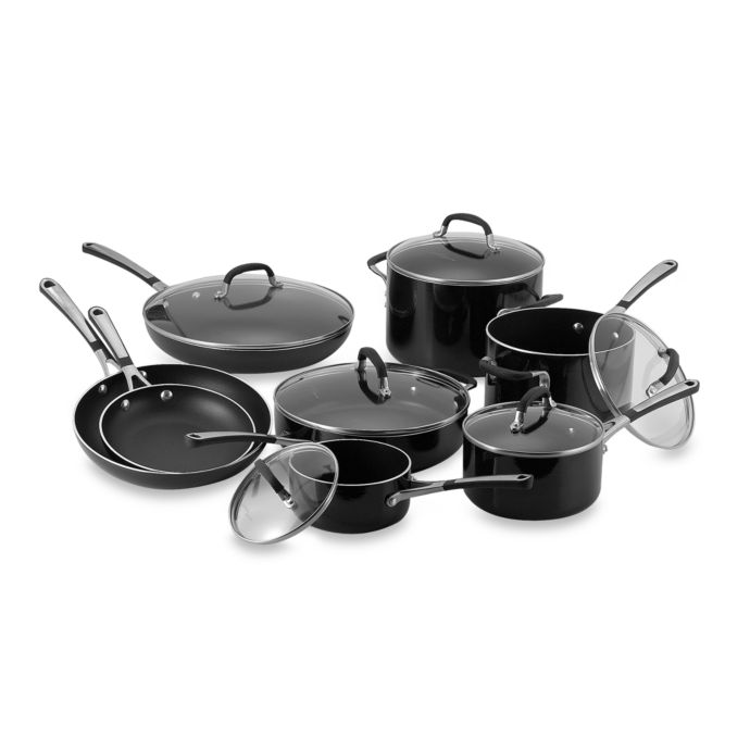 Simply Calphalon® Black Enamel Nonstick 14-Piece Cookware Set  Bed Bath & Beyond