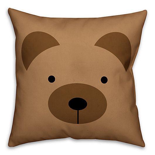 Alternate image 1 for Designs Direct Bear Face Friend 16-Inch Square Throw Pillow in Brown