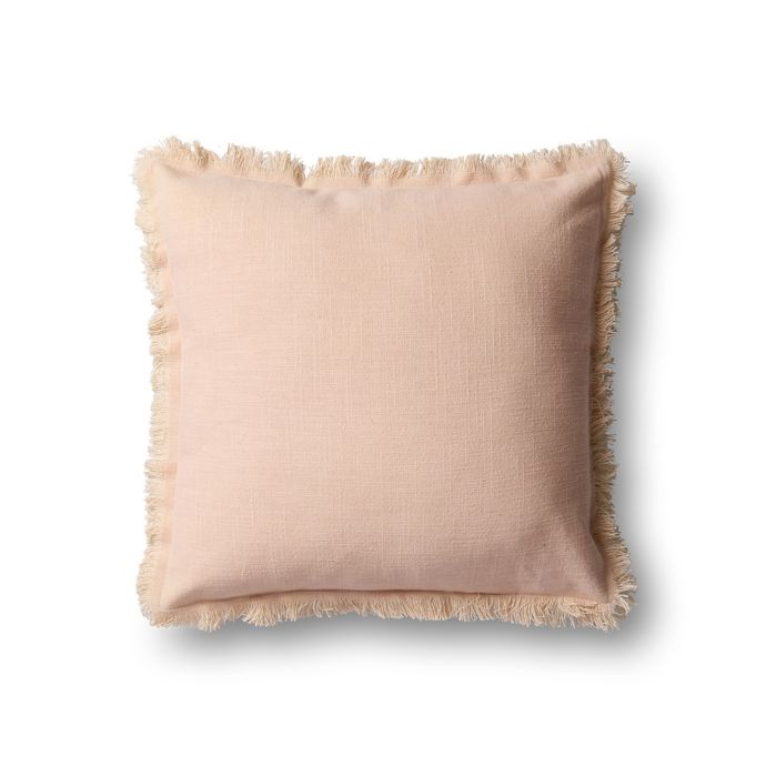 Magnolia Home by Joanna Gaines Lillian Square Throw Pillow in Pink/Beige Bed Bath and Beyond