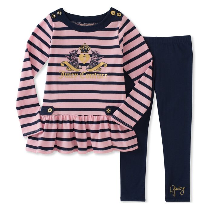 Juicy Couture® 2 Piece Long Sleeve Juicy Crest Striped Top And Legging