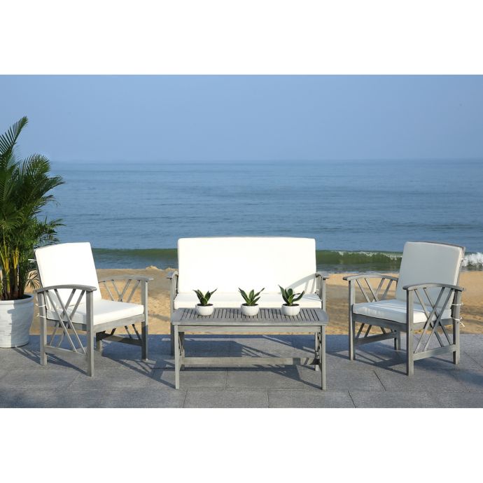 safavieh fontana 4-piece patio furniture set in grey wash