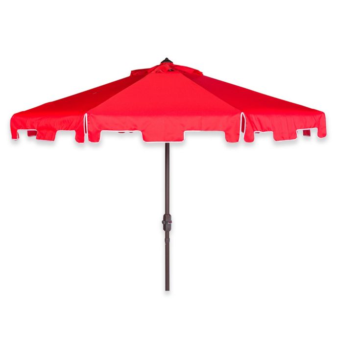 Safavieh Zimmerman 9 Foot Crank Patio Umbrella In Red White Bed