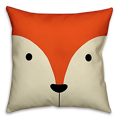 Designs Direct Fox Face Friend 16-Inch Square Throw Pillow in Orange. View a larger version of this product image.
