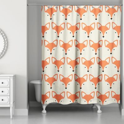 Designs Direct Fox Face Friend 74-Inch Shower Curtain in Orange