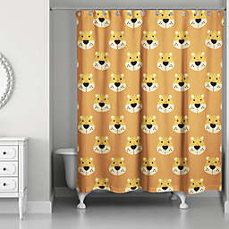 Designs Direct Lion Face Friend 74-Inch Shower Curtain in Brown