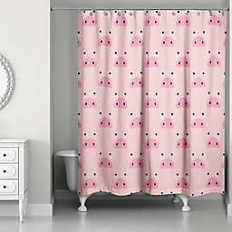 Designs Direct Pig Face Friend 74-Inch Shower Curtain in Pink