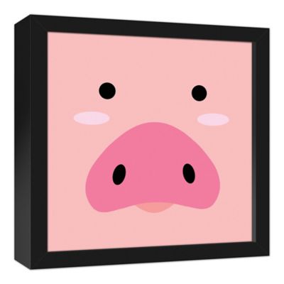 Designs Direct Pig Face Friend 13.7-Inch Square Framed Canvas Wall Art