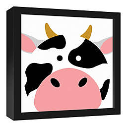Designs Direct Cow Face Friend 13.7-Inch Square Framed Canvas Wall Art