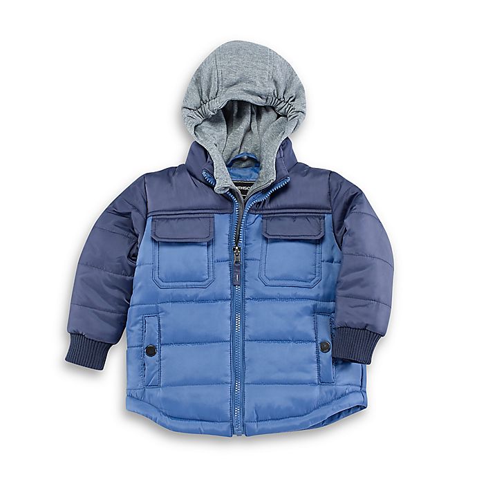 Rothschild Kids 2-Tone Bubble Coat with Fleece Hoodie in Blue | Bed ...